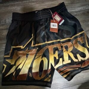 Mitchell & Ness Black and Gold 76ers Men's Shorts